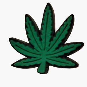 Green Cannabis Leaf Shaped Shoe Charm Rubber Weed Pot Reefer Accessory